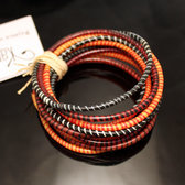 Bijoux Ethniques Africains Bracelets JOKKO en Plastique Recycl Homme Femme Enfant 14 Rouge/Orange/Noir (x12)