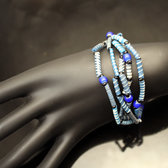 Bijoux Ethniques Africains Bracelets Multi-Rangs JOKKO en Plastique Recycl Perles Coup-Coup Bleu b