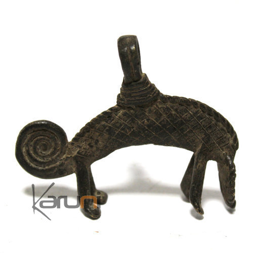 Art Dogon Africain Bronze Pendentif Amulette Sculpture Mali Dcoration ethnique Afrique 06 Cameleon