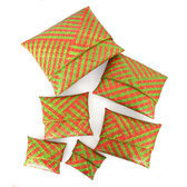 Pochette sac  main raffia  motifs Lot de 6 - vert et orange
