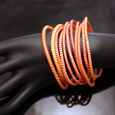 Bijoux Ethniques Africains Bracelets JOKKO en Plastique Recycl Homme Femme Enfant 30 Orange Fonc  (x12) b
