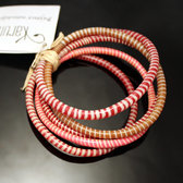 Bijoux Ethniques Africains Bracelets JOKKO larges en Plastique Recycl Homme Femme 02 Rose/Rouge (x5)