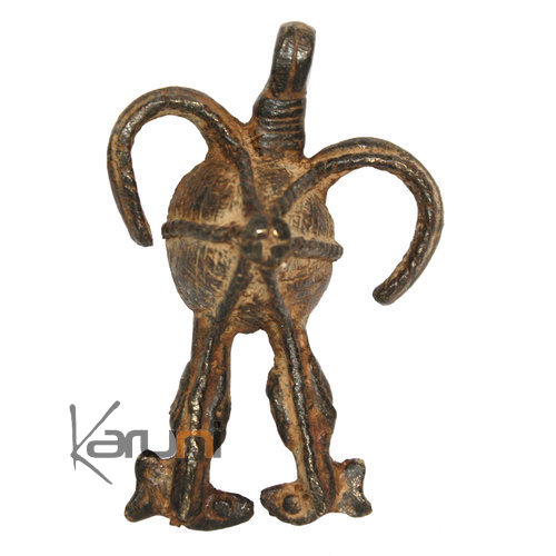 Art Dogon Africain Bronze Pendentif Amulette Sculpture  ethnique Afrique 18 Crocodile double