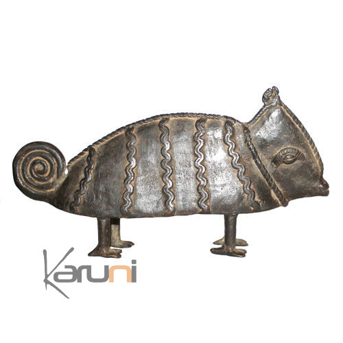 Art Dogon Bronze Animal Caméleon Sculpture Africain  ethnique Afrique grand 03