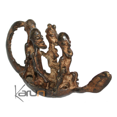 Art Dogon Bronze Pirogue Sculpture Africain  ethnique Afrique 14 cm