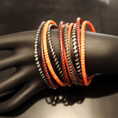 Bijoux Ethniques Africains Bracelets JOKKO en Plastique Recycl Homme Femme Enfant 14 Rouge/Orange/Noir (x12) b