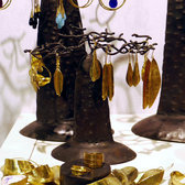 Bijoux Ethniques Africains Boucles d'Oreilles Peul Fulani Mali 29 Bronze Dor Goutte b