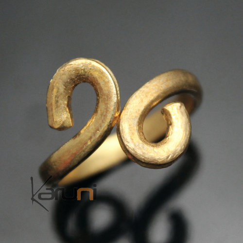 Bijoux Ethniques Bague Rglable Bronze Dor Peul Fulani 30 Anneau Serpent Design Karuni