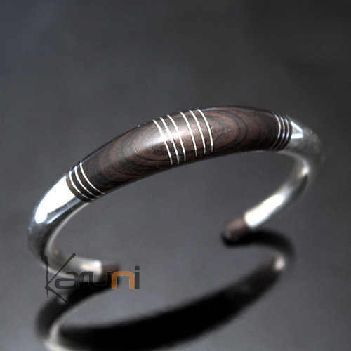 Bracelet en argent et bois d'ébène Jonc Rond Design Karuni 02